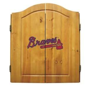 Atlanta Braves MLB Complete Dart Board Cabinet Set (w/ darts & flights 