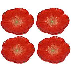 Large Red Poppy Plates (Set of 4)  