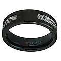 Mens Titanium Black Plated Cable Inlay Ring