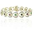 Glitzy Rocks 18k Gold Overlay Ruby, Emerald, Sapphire Bracelet