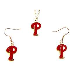 Philadelphia Phillies Necklace and Dangle Earring Charm Set 