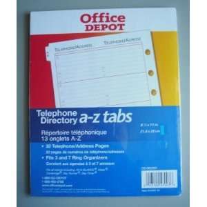  Office Depot Telephone/Address 8 1/2 X 11 Organizer 