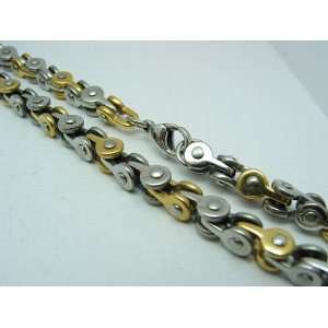  Stainless Steel 316L Mens Two Tone Chain Necklace 24 6mm 