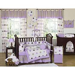Purple Polka Dot 9 piece Crib Bedding Set  