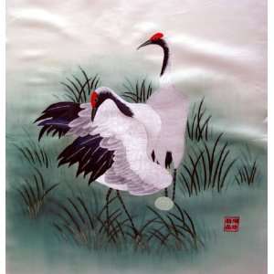 Chinese Hunan Silk Embroidery Wall Decor Crane