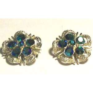  Vintage Earrings CORO Signed Blue Crystals Everything 
