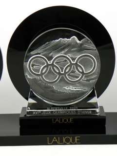 LALIQUE ALBERTVILLE 1992 OLYMPIC PAPERWEIGHTS SET OF 3  