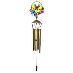  32 inch Metal Motion Picture Butterfly And Roses Topper 
