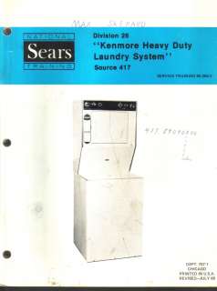  Kenmore Heavy Duty Laundry System Service Training manual washer 