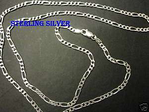 3mm Mens Sterling silver 24 Figaro link chain necklace  