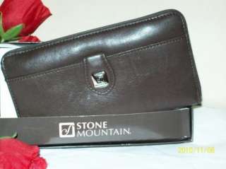 Stone Mountain Genuine Leather Checkbook Wallet Brown  