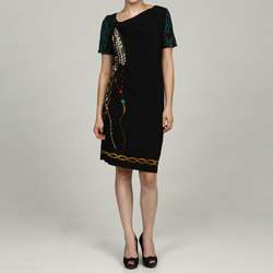 Tiana B Womens Black Abstract Short sleeve Dress FINAL SALE Today $ 