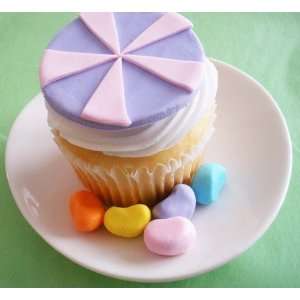  Lollipop/Pinwheel Cupcake Topper with Jelly Beans  1 Dozen 