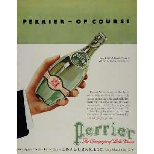1934 Ad Perrier Bottled Table Water Green Bottle Art   Original Print 