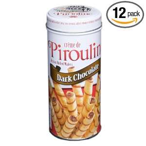 Pirouline Rolled Wafers, Dark Chocolate, 4.25 Ounce Cans (Pack of 12 
