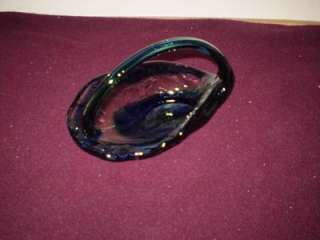 Italy, Murano, Blue, Hand Blown, Basket, Nut/Candy Dish  