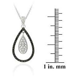 Sterling Silver Black Diamond Accent Teardrop Necklace  