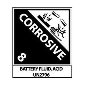 UN2796AL   DOT ShippingLabels, Corrosive 8 Battery Fluid, Acid, UN2796 
