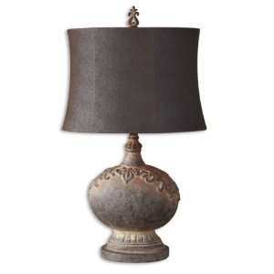   Aged Black with Sandy Brown Wash Finish with Oval Modified Bell Shade