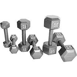 CAP Barbell 5 50 pound Cast Iron Hex Dumbbell Set  