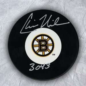 Chris Nilan Boston Bruins Autographed/Hand Signed Puck W/ 3043 Pim