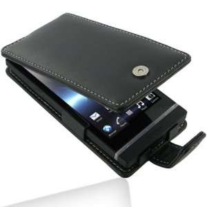  Pdair Black Soft Leather Flip Carry Case Cover for Sony 