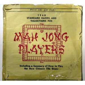  1940 Standard Hands and Valuations for Mah Jongg Players 