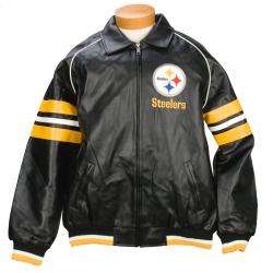 Mens Pittsburgh Steelers Pleather Varsity Jacket  