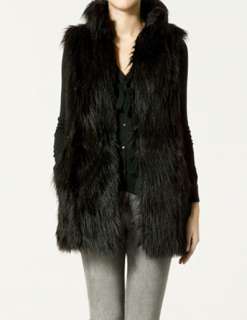New Sleeveless styling open front Black Faux Fur Gilet Vests waistcoat 