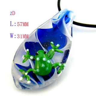 g326 Fashion Frog Leaf Multi Colors Murano Lampwork Glass Pendant 