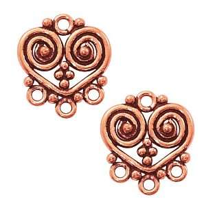  Bali Real Copper Heart Spiral Chandelier Earrings Parts 