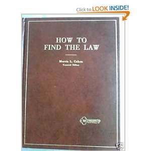 How to Find the Law morris cohen  Books