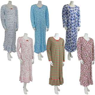 Saras Prints Women Puffed Long Sleeve Cotton Nightgown  