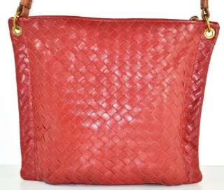 Bottega Veneta Red Intrecciato Woven Handbag Tote Bag  