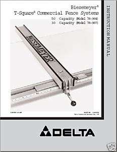 Delta Biesemeyer T Square Manual 78 904 & 78 907  