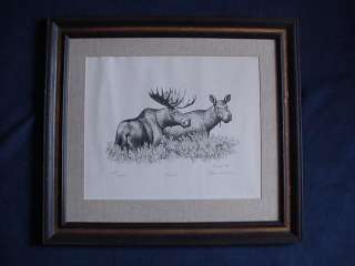 Limited Edition Stone Lithograph Moose by Gary Lyon  