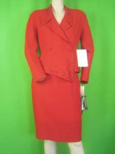 BICCI  NEW Elegant Two Piece Red Skirt Suit 4P US  