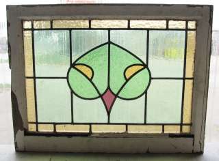 Antique Stained Glass Window Full color Art Nouveau Bloom  