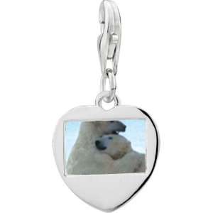  Pugster 925 Sterling Silver Polar Bear Hug Photo Heart 