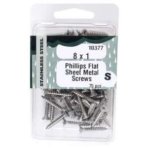   Phillips Flat Sheet Metal Screws, 8 x 1 Stainless