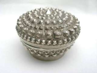 Fine 19th Century Signed Chinese Circular Silver Box & Cover.  