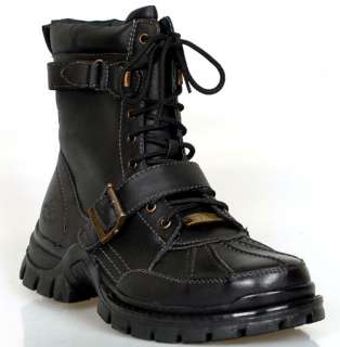 Mens Hiking Buckled Designer BOOTS Shoes Black Harness Engineer 