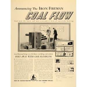   Coal Flow Heating Burners Boilers   Original Print Ad