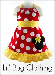 Custom Minnie Mouse Red Yellow Dots Halter Swing Dress  