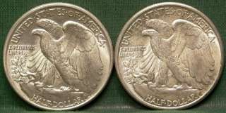 1943 & 1944 Walking Liberty Half Dollars AU  