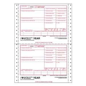  W 2 Tax Form, 4 Part, 8 1/2x5 1/2, 600/Pack, White 