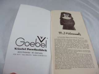 1972 Goebel Hummel Figurines Paperback Guide or Catalog  