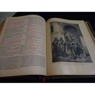 Antique Holy Bible Pictorial Family Bible KJV Red Letter  