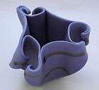 HILBORN Canada Art Pottery VASE Freeform Curled Periwinkle Blue SIGNED 