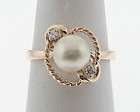 Estate Cultured Pearl Diamonds Solid 14k Gold Ring